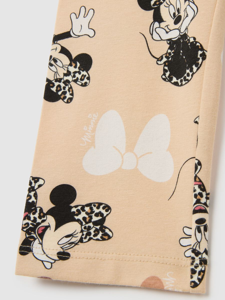 Girls' beige stretch cotton Disney print leggings_3