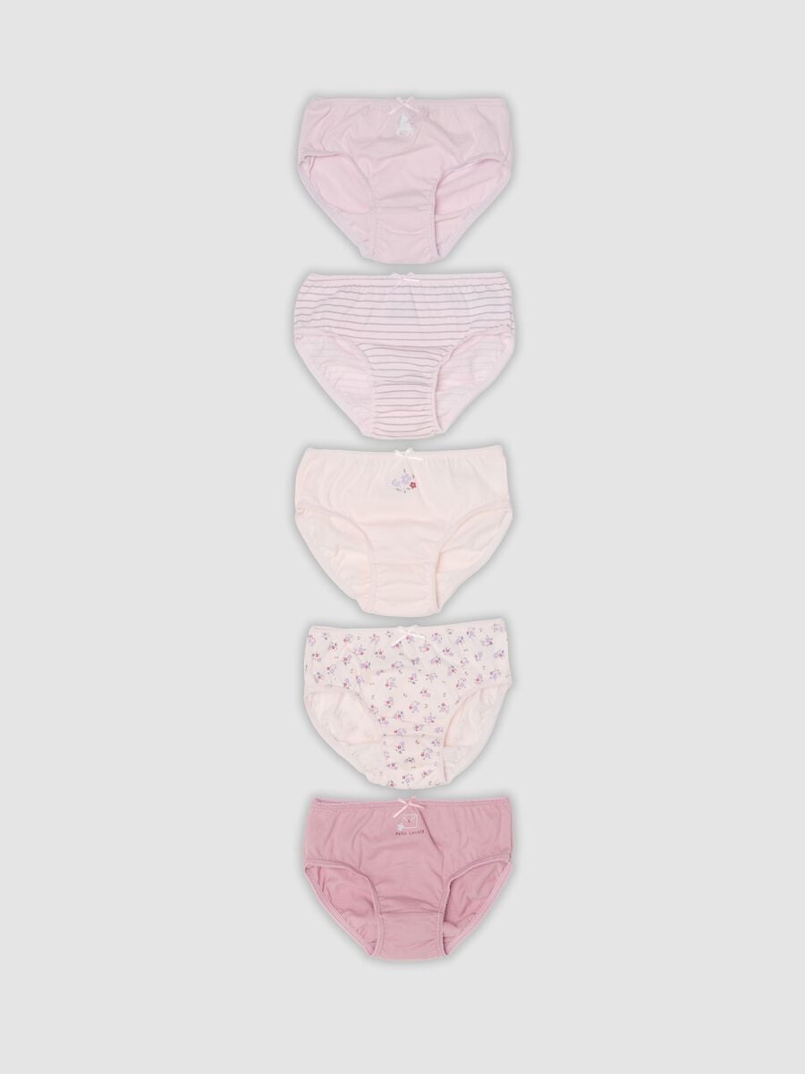 Multipack di cinque mutandine rosa in cotone jersey organico per neonata e bimba_0