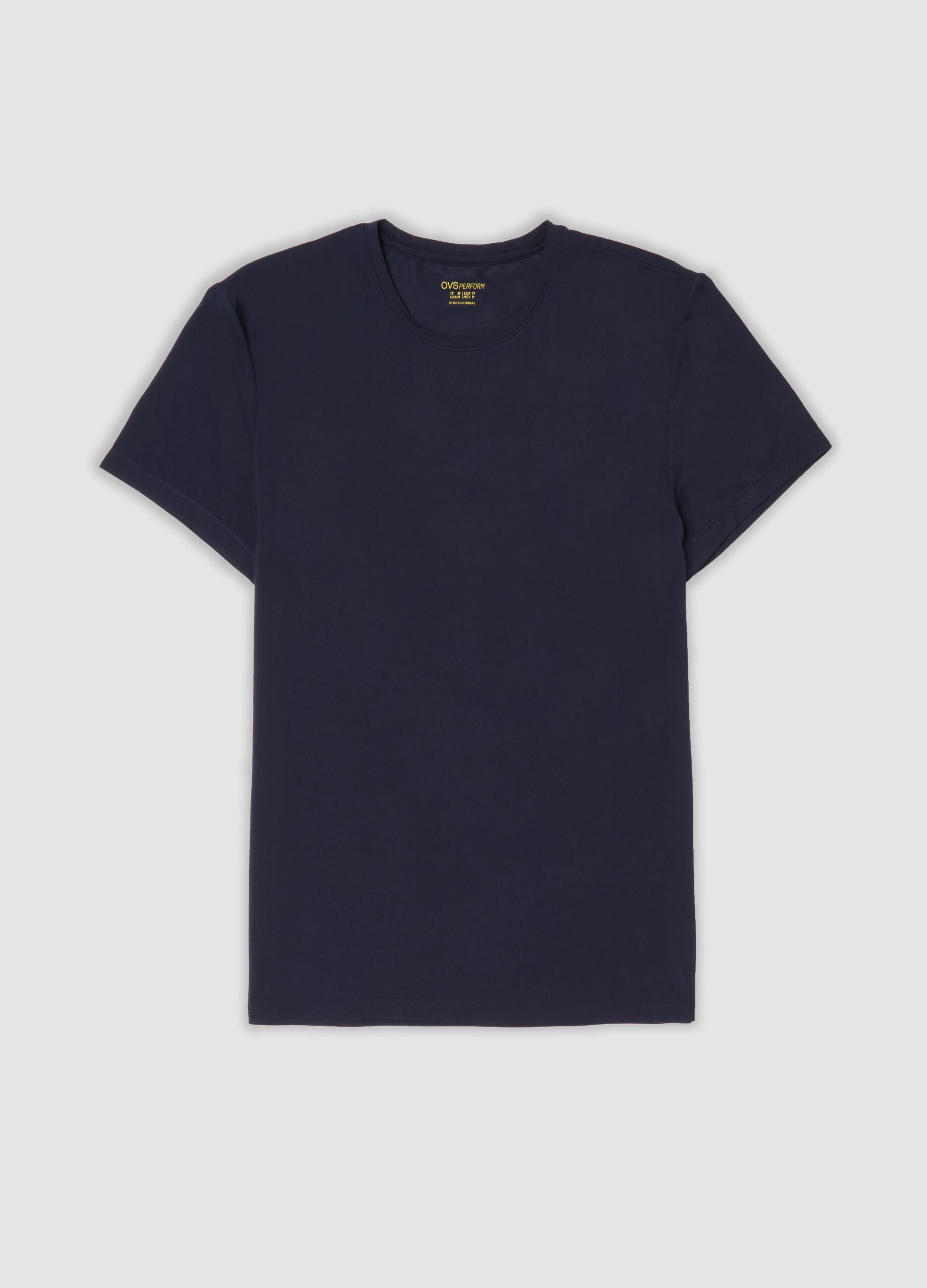 Blue stretch modal crew-neck T-shirt