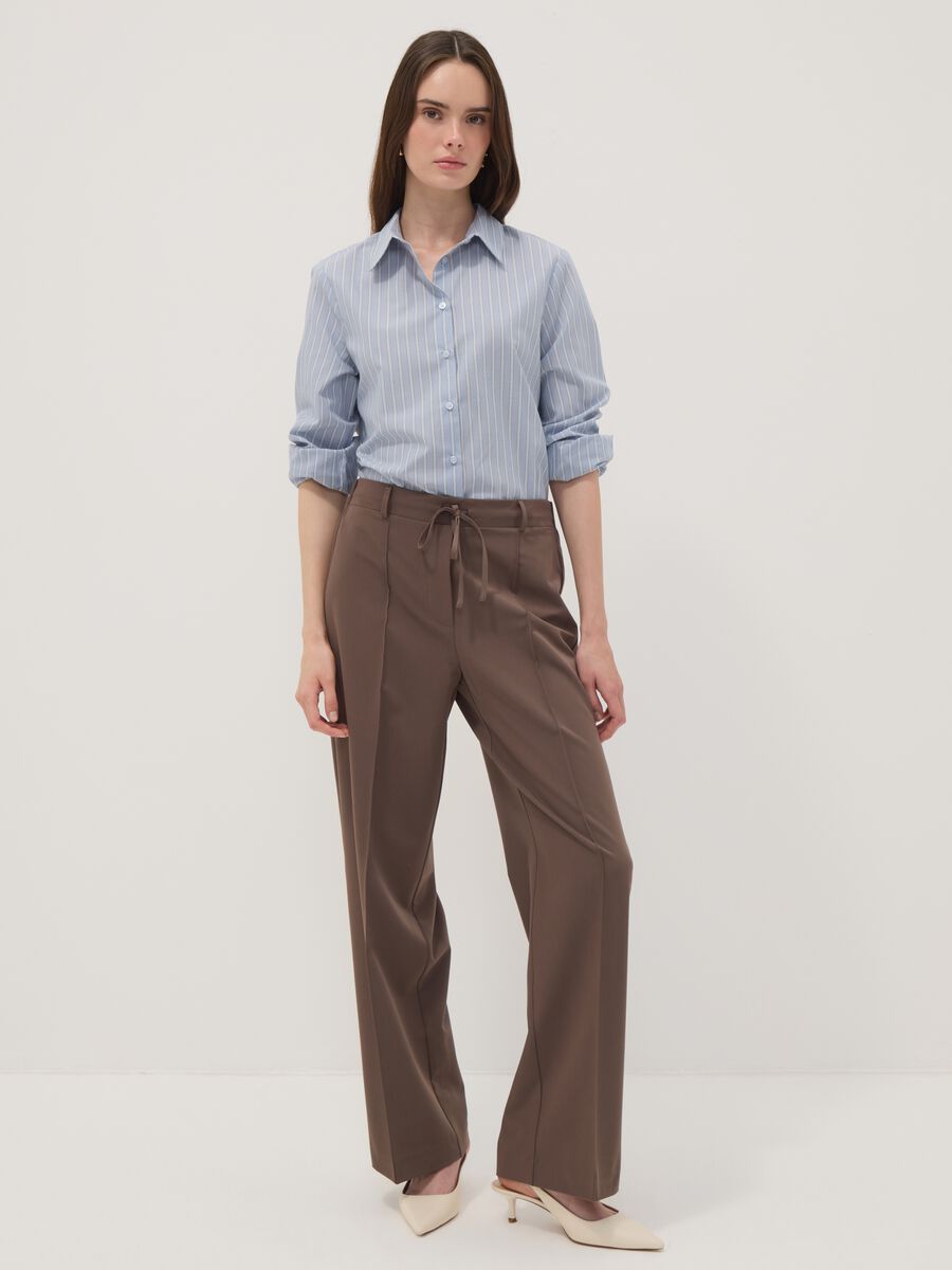 Brown stretch-viscose straight-fit trousers_0