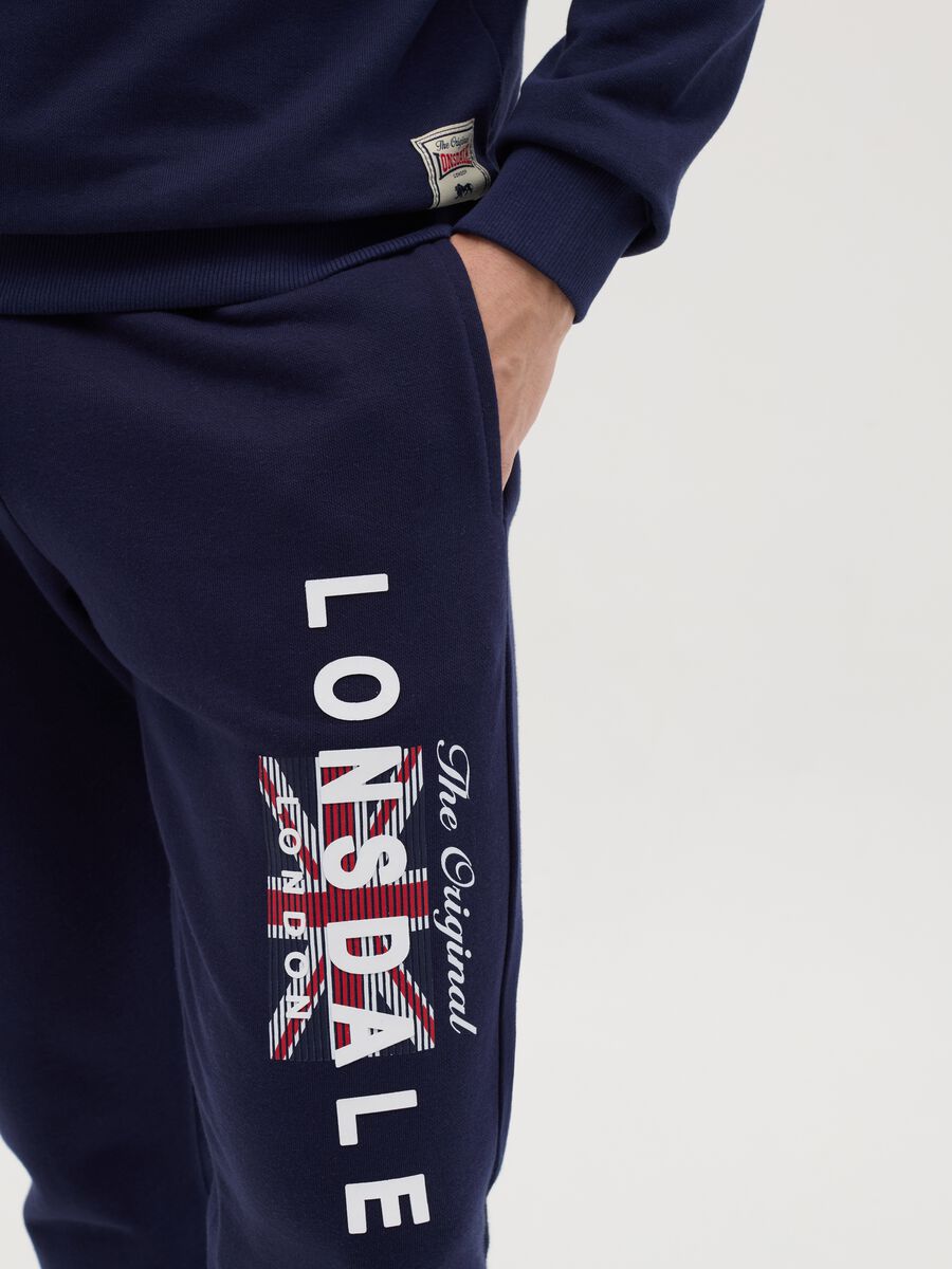 Blue fleece joggers with logo print_2