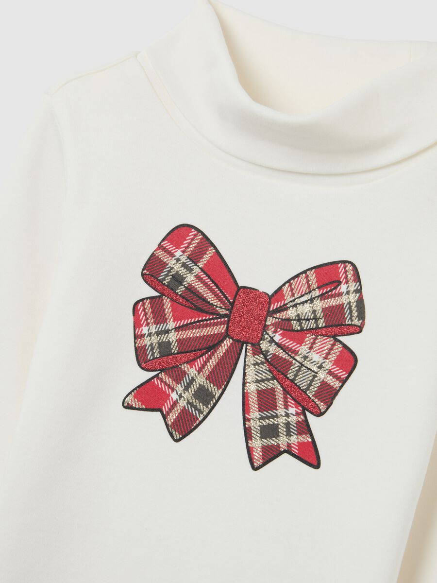Maglia natalizia da bambina in puro cotone bianca regular fit_2