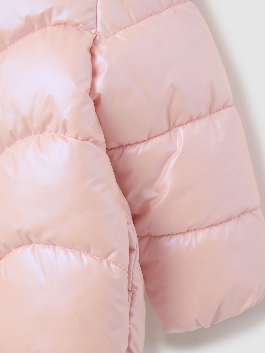 Pink padded jacket for girls regular fit_2