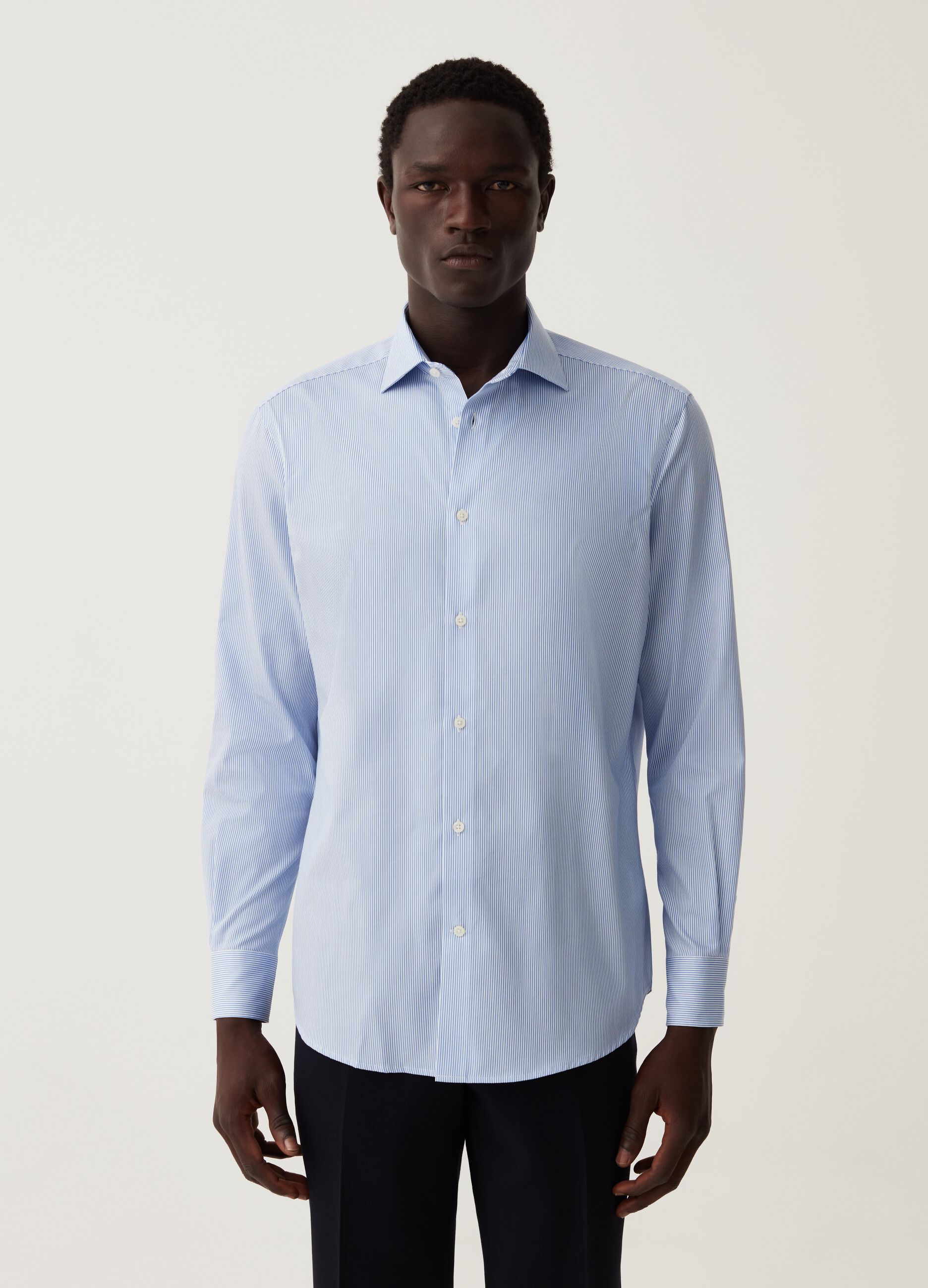 Camicia regular fit a righe no stiro_0