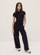Pantaloni in puro cotone nero relaxed fit per ragazze_0