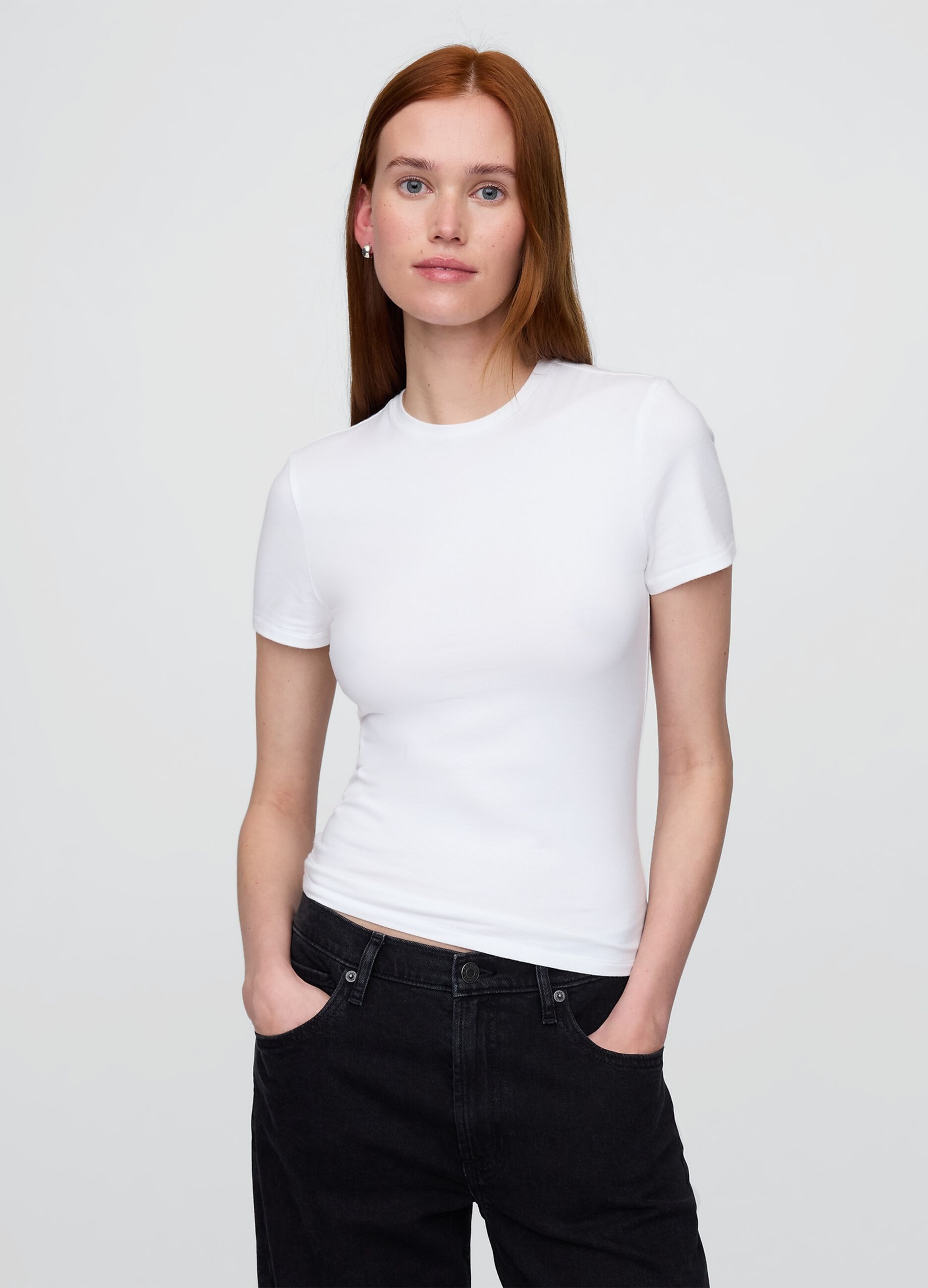 White short-sleeve stretch T-shirt