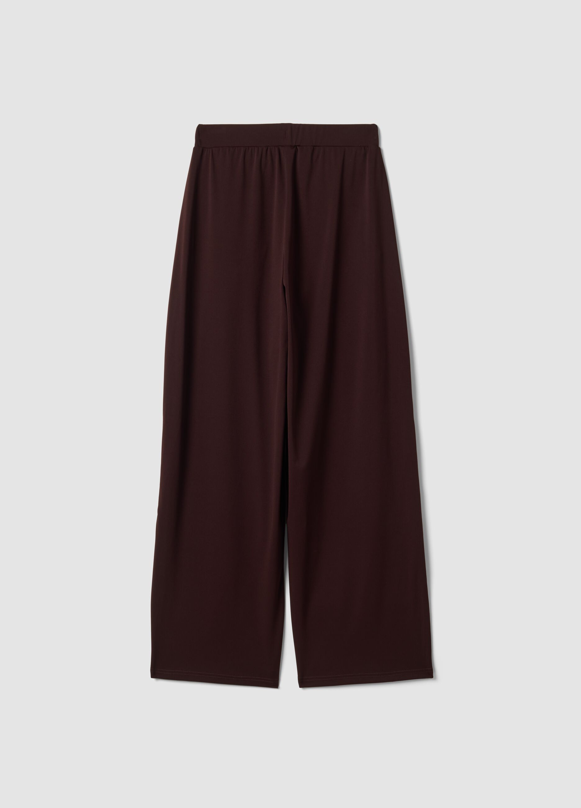 Brown wide-leg stretch-fabric trousers