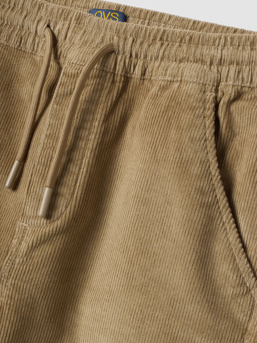 Beige ribbed relaxed-fit joggers in stretch cotton_1