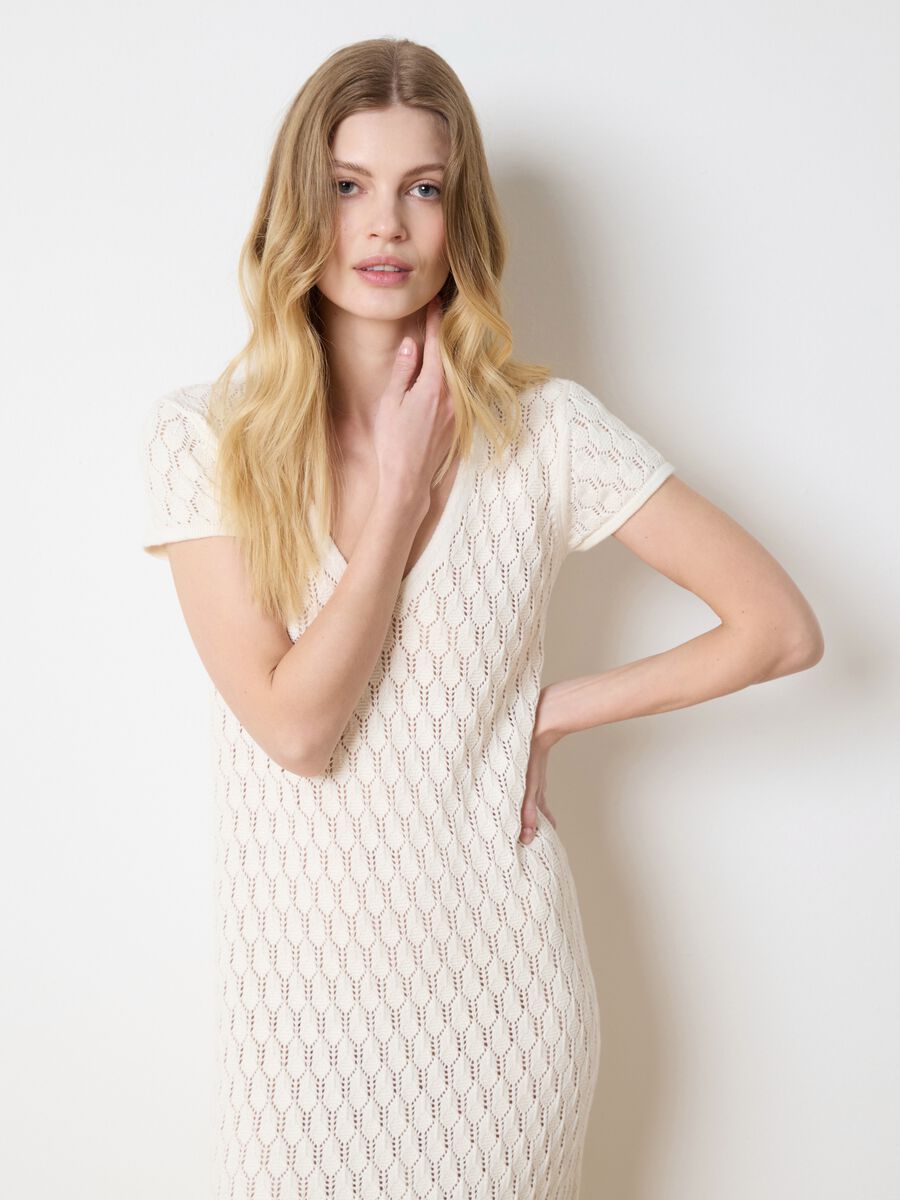 Long crochet dress with short sleeves._1