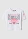 T-shirt in cotone elasticizzato bianca da bambina boxy fit Chicago_0
