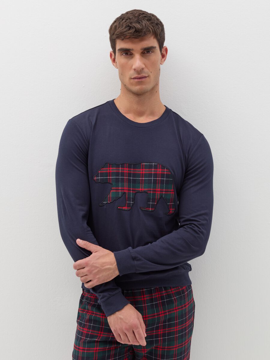 Pyjamas with tartan pattern and animal patch_1