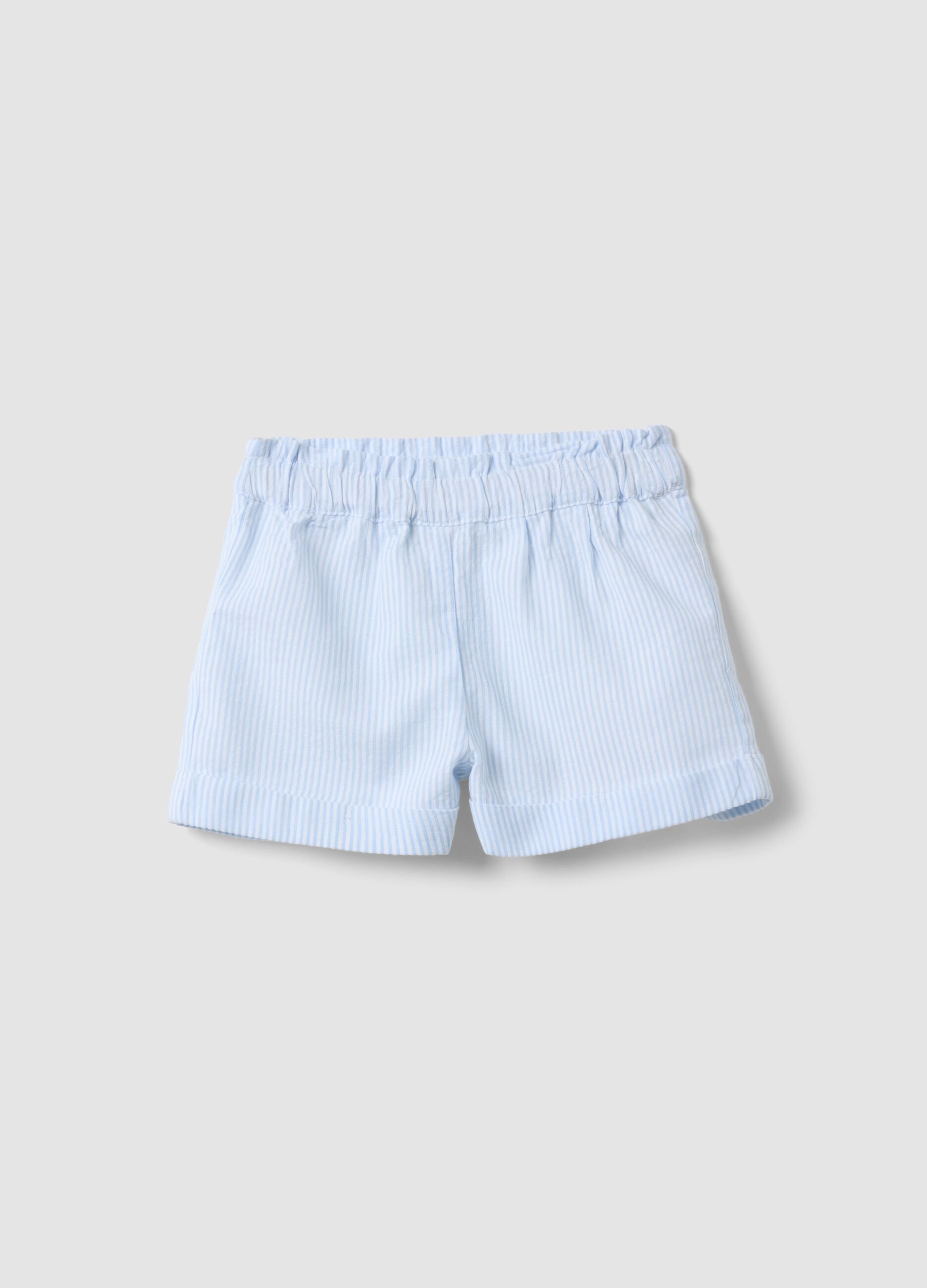 Blue striped pure cotton shorts
