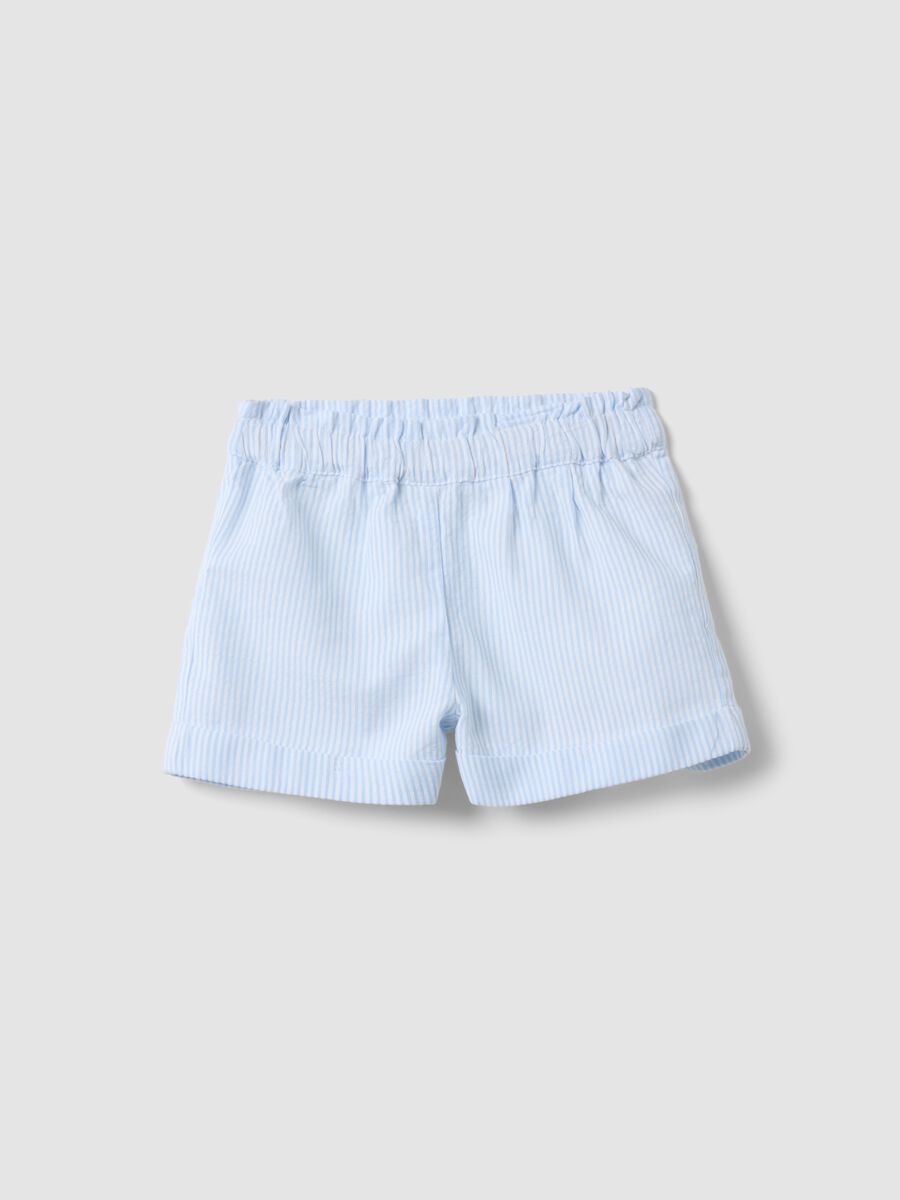 Blue striped pure cotton shorts_0
