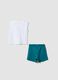 White pure cotton set with top and shorts for baby boy, regular fit_1