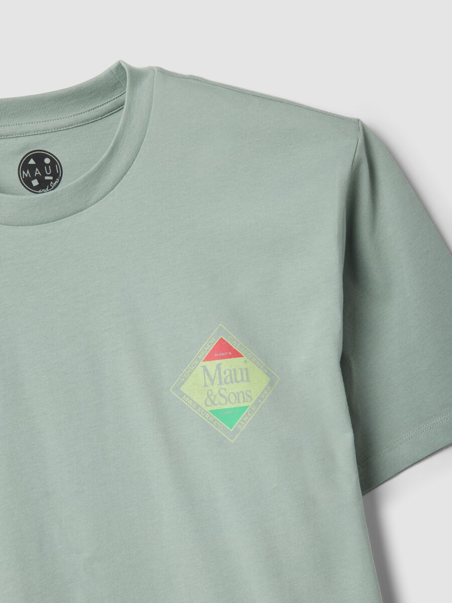 T-shirt verde a maniche corte in puro cotone_5