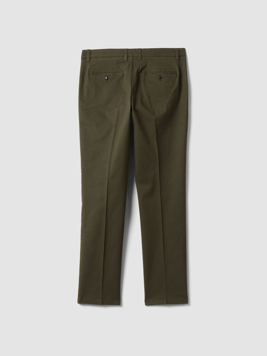 Pantaloni chino verde in twill di cotone elasticizzato slim fit_2