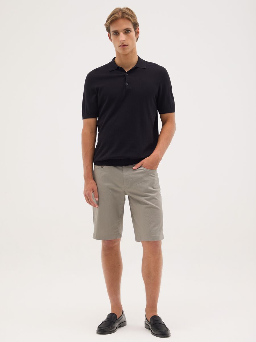 Men's grey stretch cotton Bermuda shorts in regular fit_0