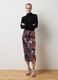Multicoloured Floral Midi Skirt with Sequins_0