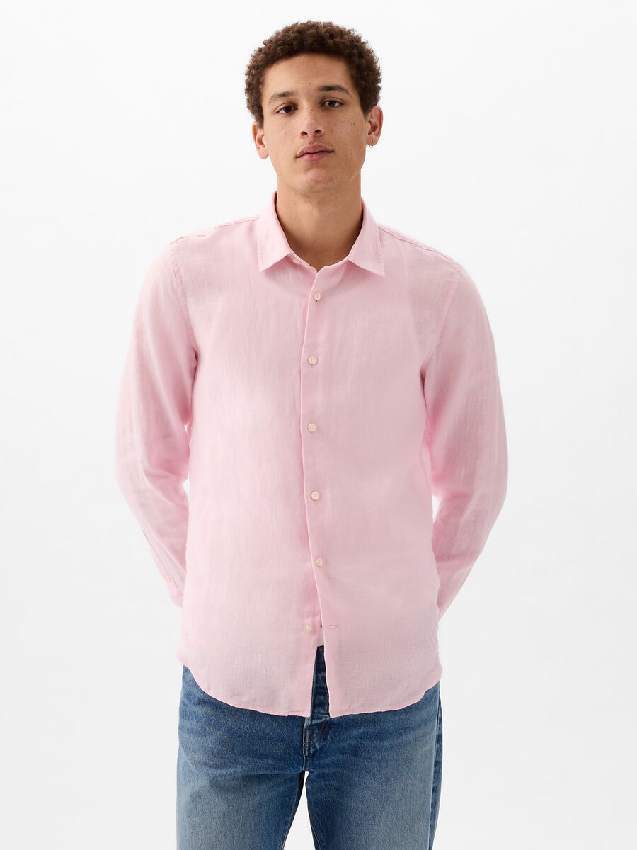 Camicia regular fit in lino_0