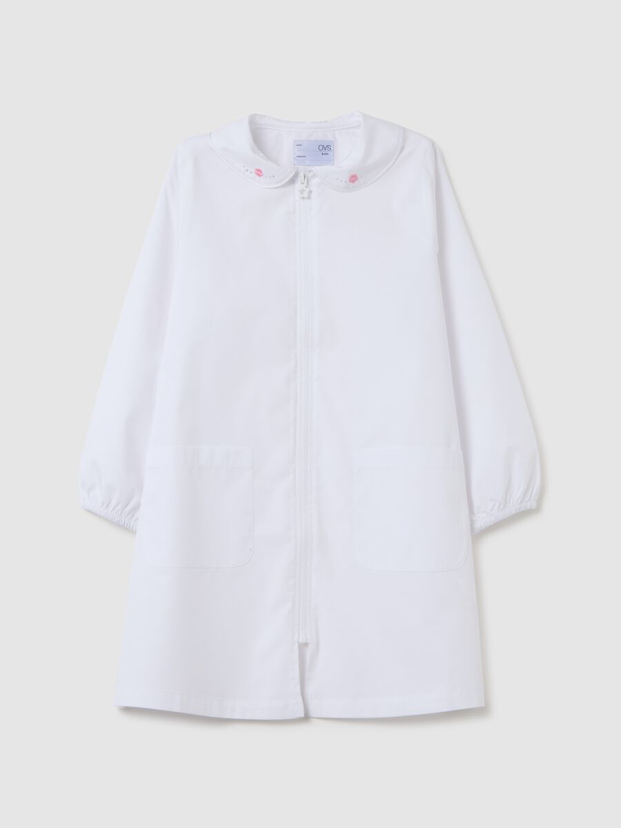 Girls' white cotton blend school coat_0