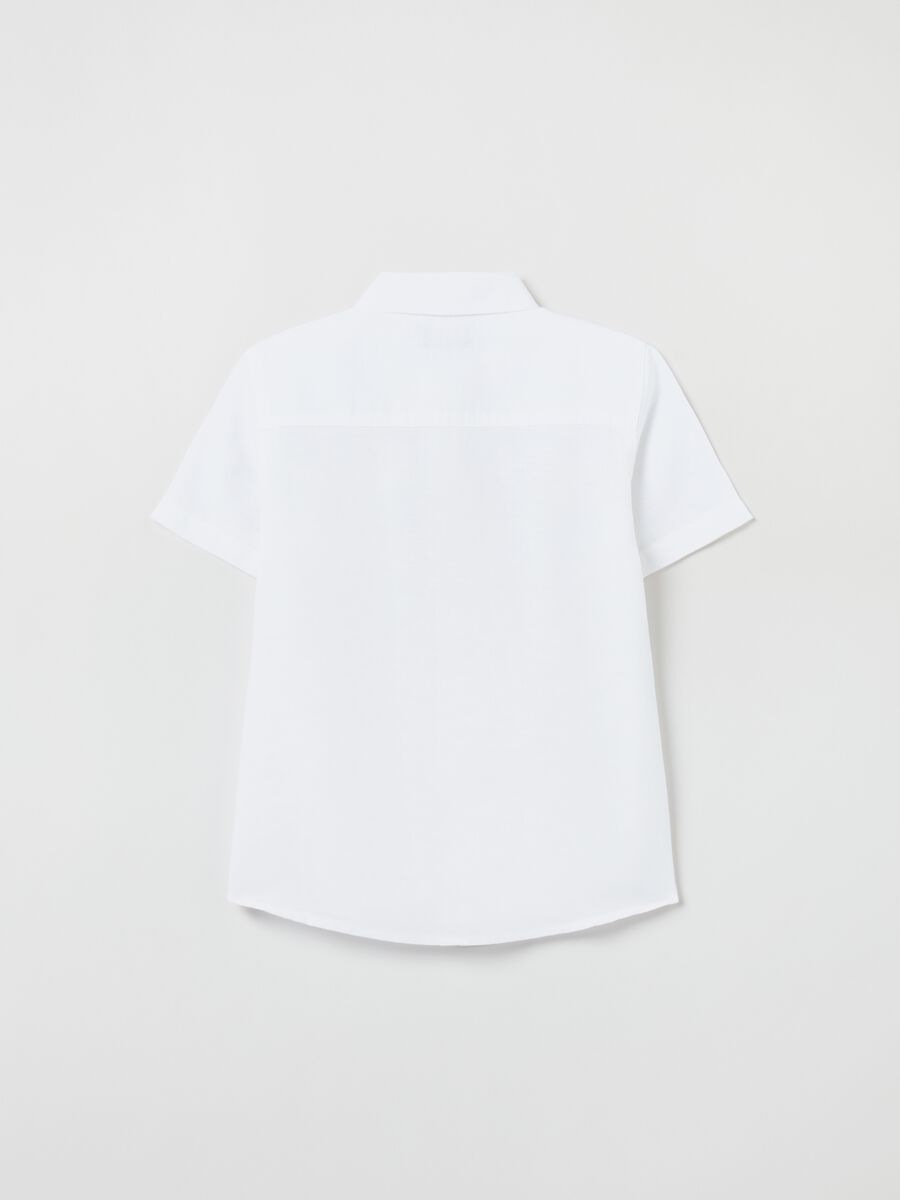 Linen and cotton short-sleeved shirt._1