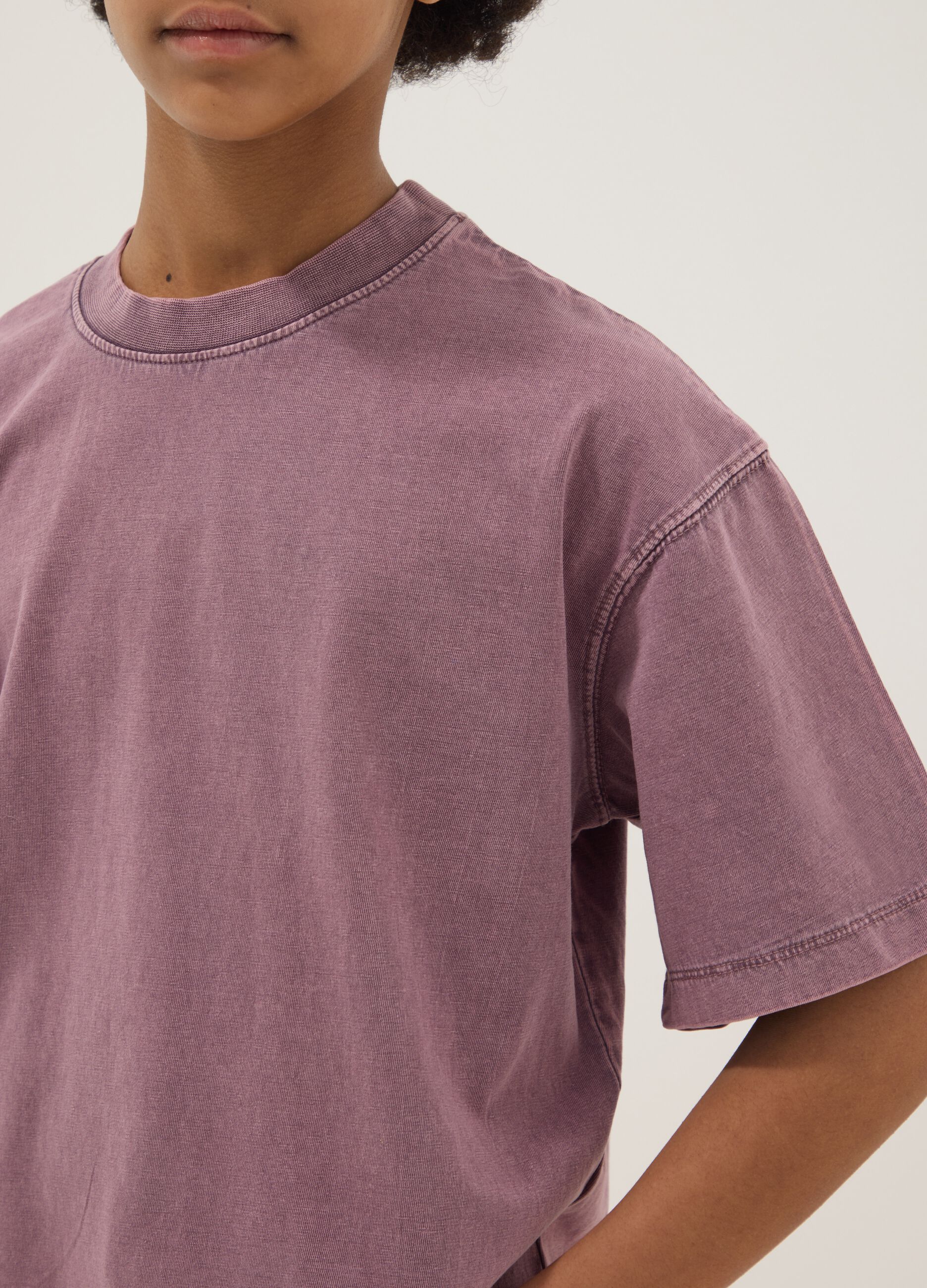 T-shirt in puro cotone rosa da ragazza oversize fit