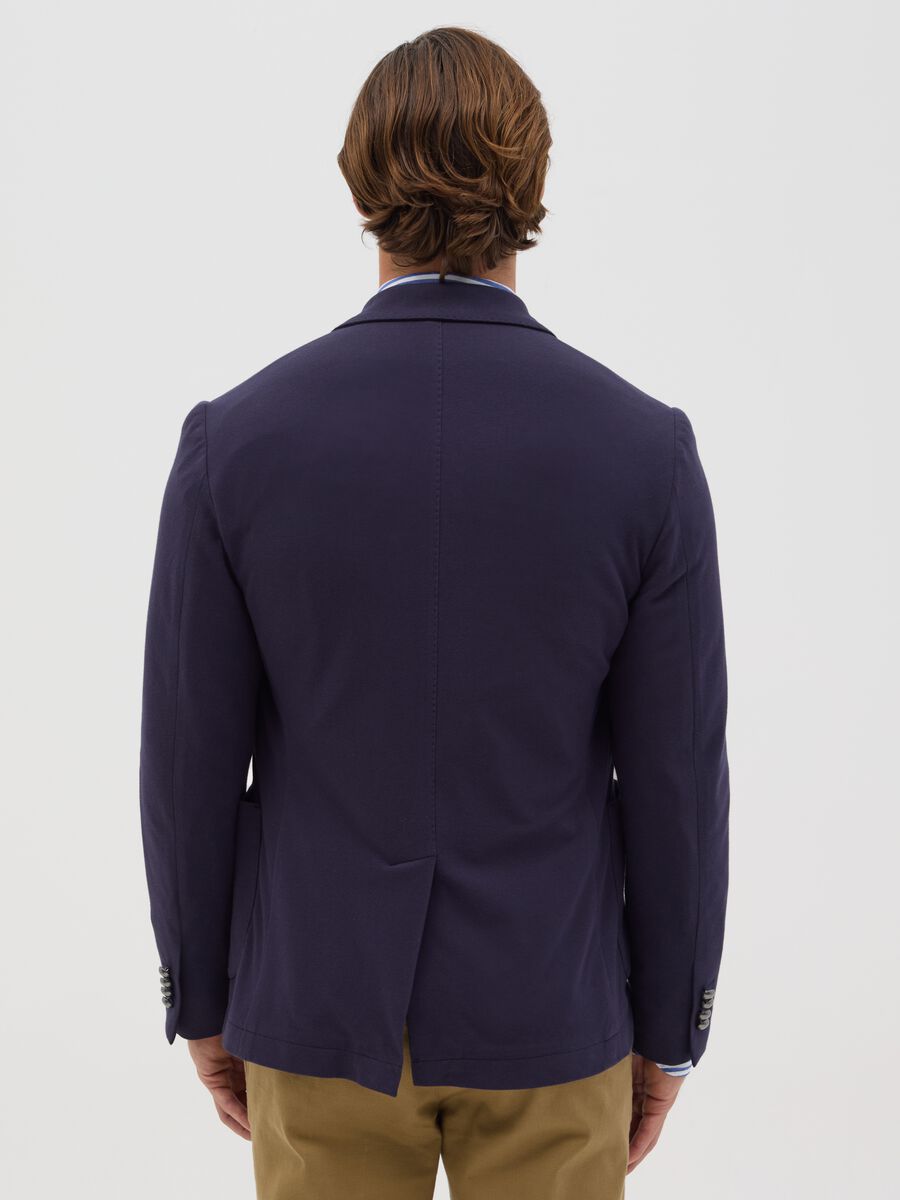 Double-breasted blue blazer in stretch cotton_2