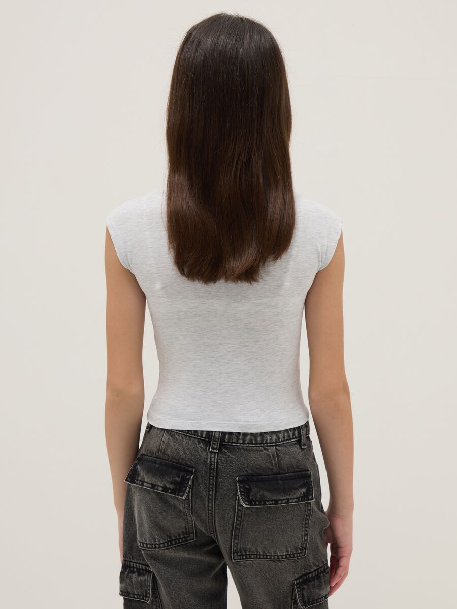 T-shirt in cotone elasticizzato grigia da ragazza slim fit con stampa_1