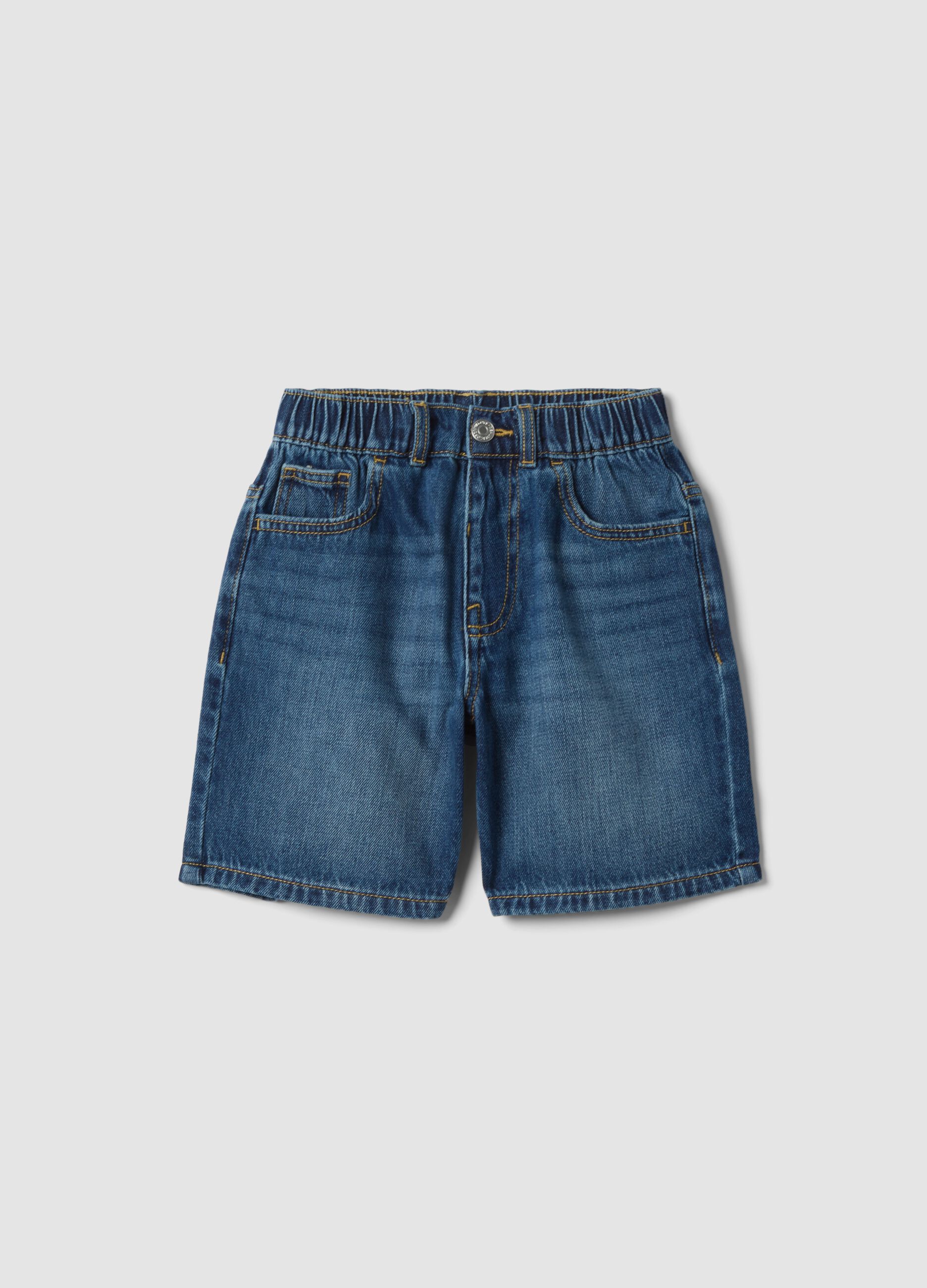 Blue denim cotton-blend boys&rsquo; shorts, regular fit