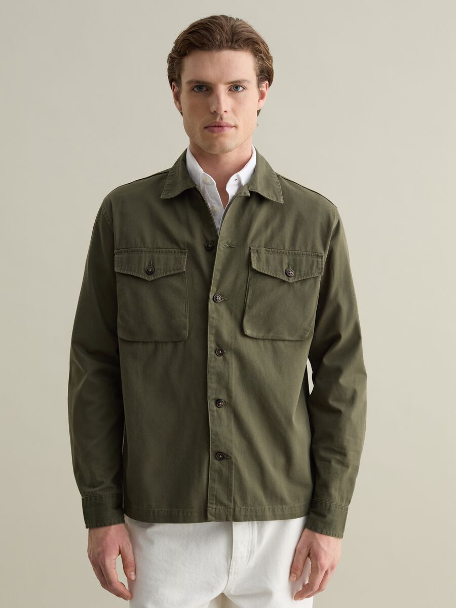 Solid colour shacket in cotton_0