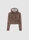 Girls' brown stretch fabric sweatshirt regular fit_3