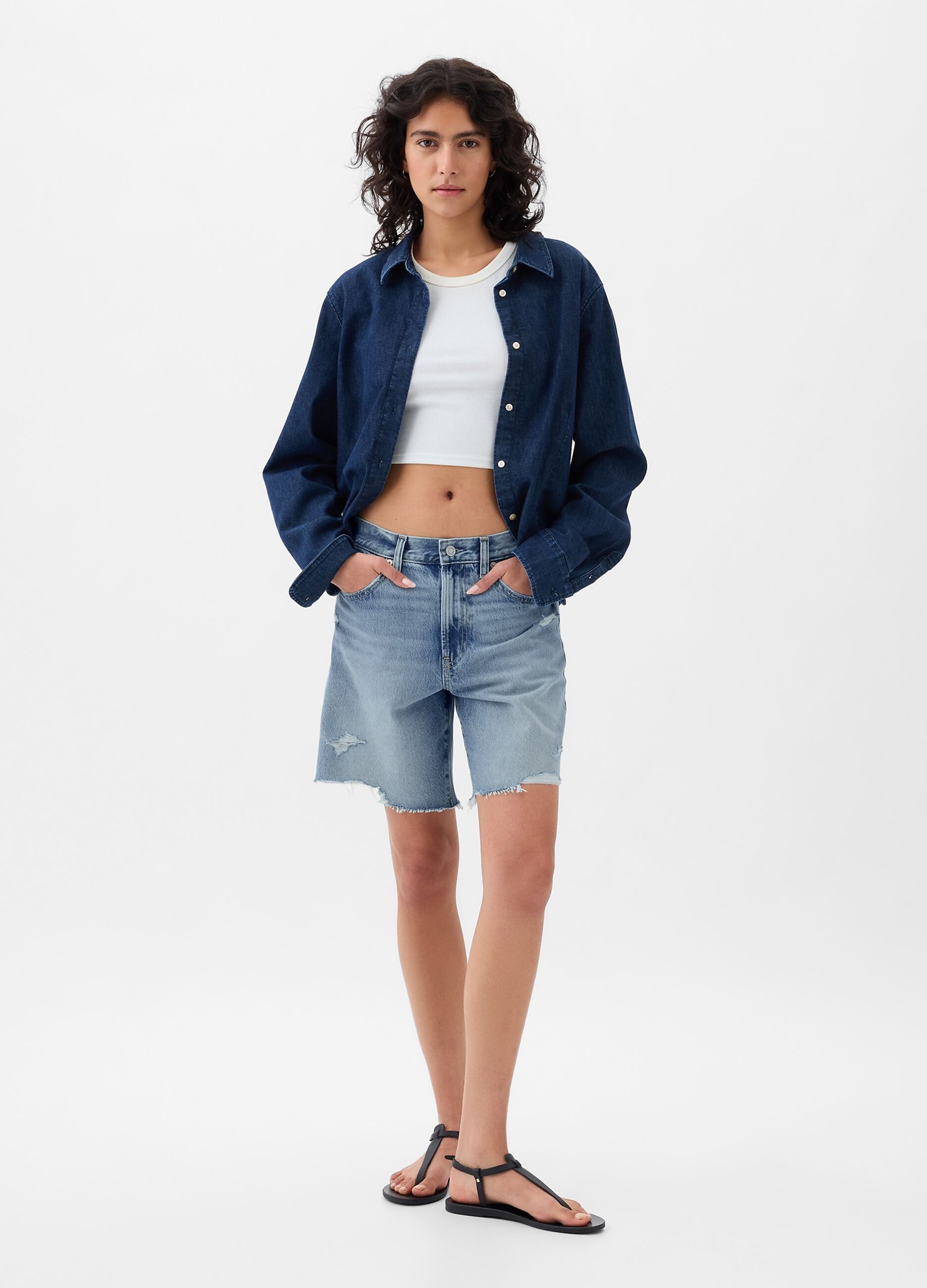 Ovs Bermuda loose fit in denim vita media
