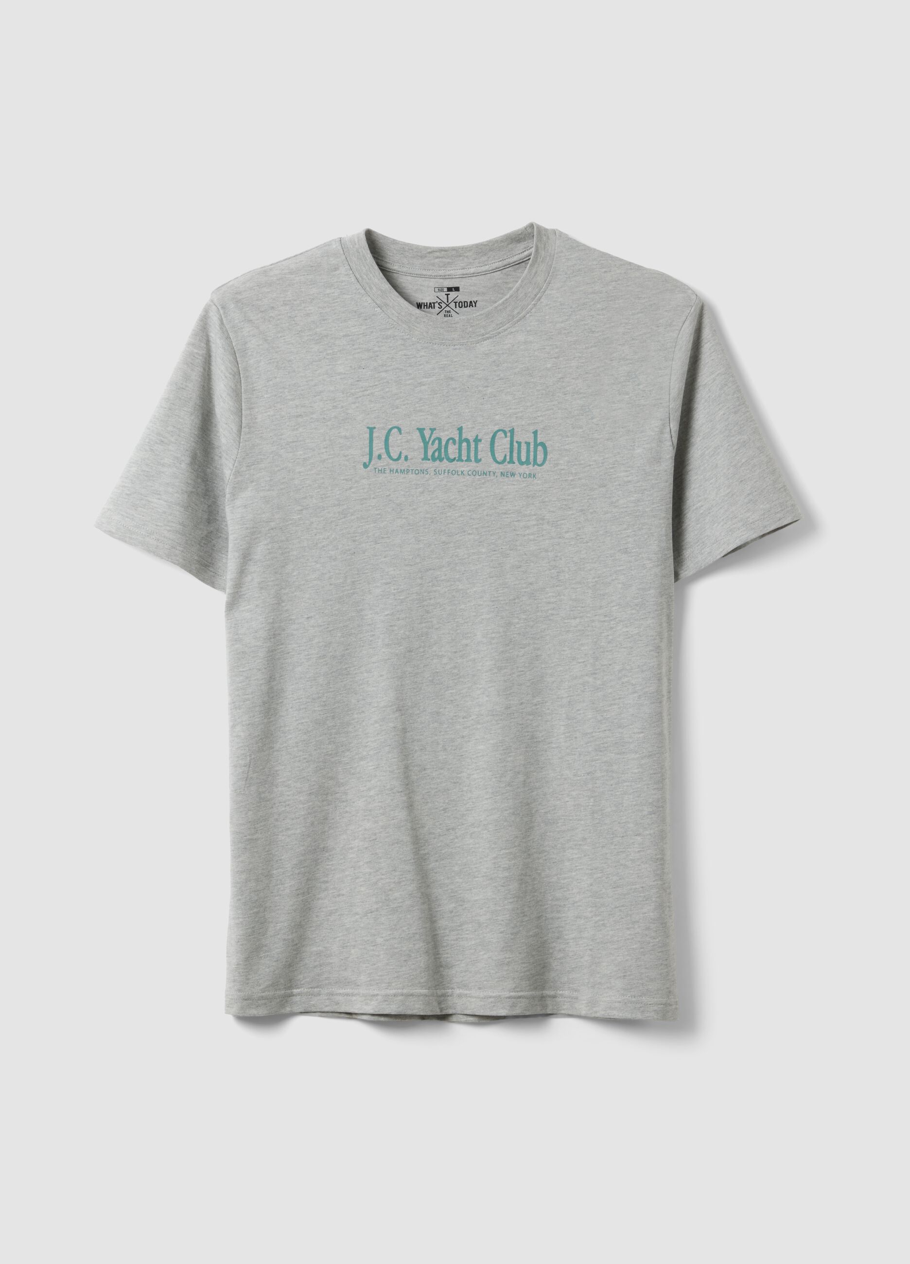 Grey cotton and viscose blend printed T-shirt