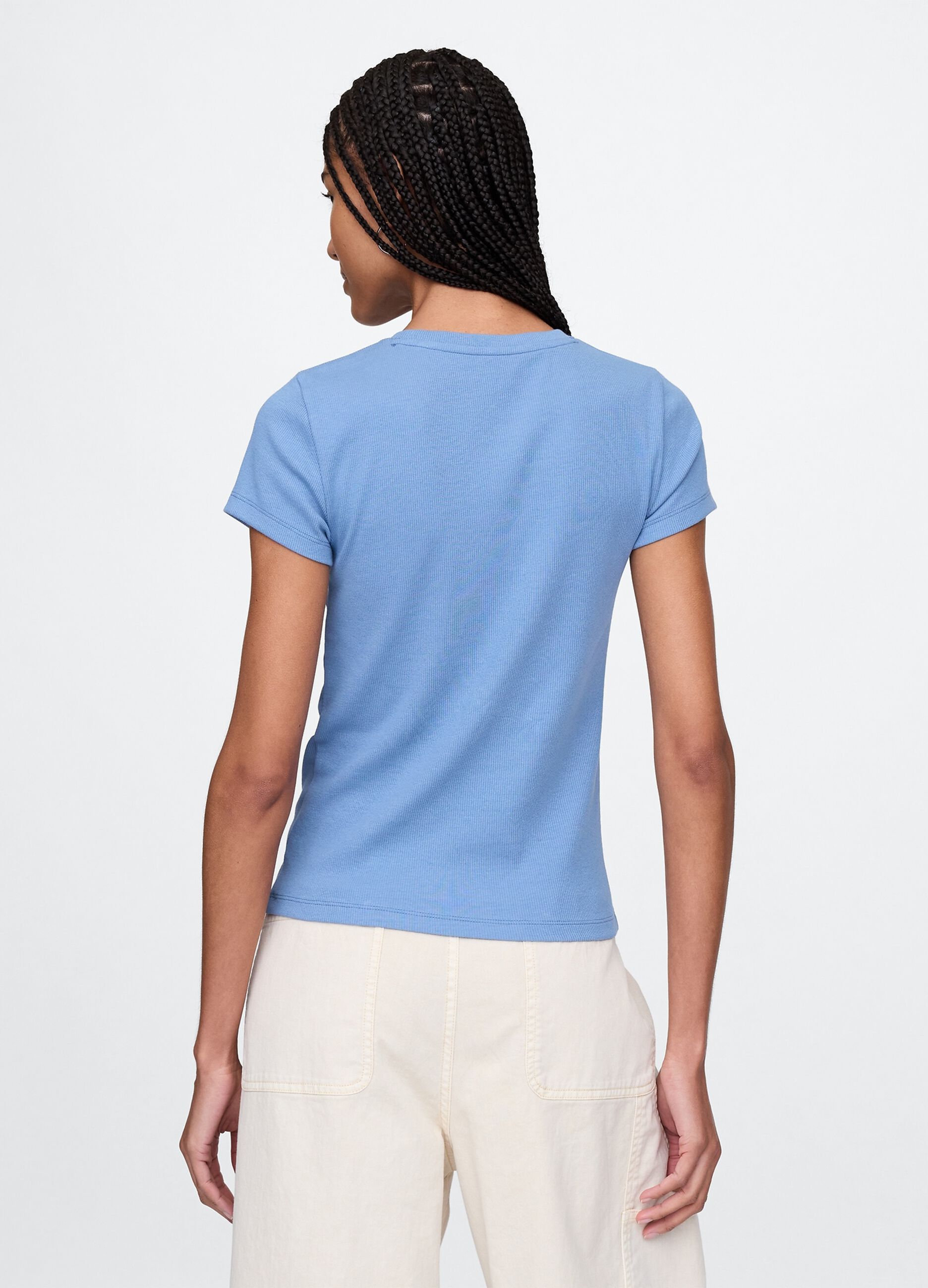Slim-fit T-shirt in ribbed cotton