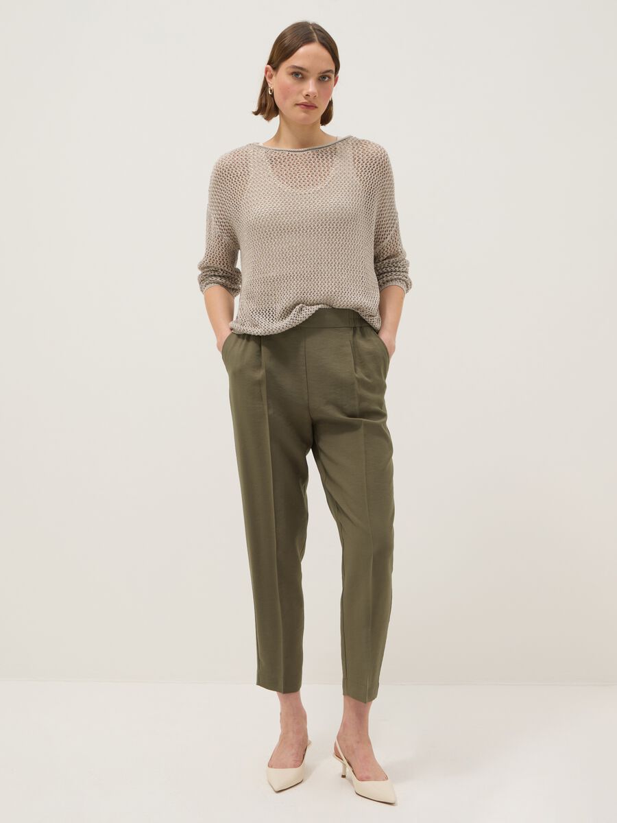 Green Viscose Blend Trousers Regular Fit_0