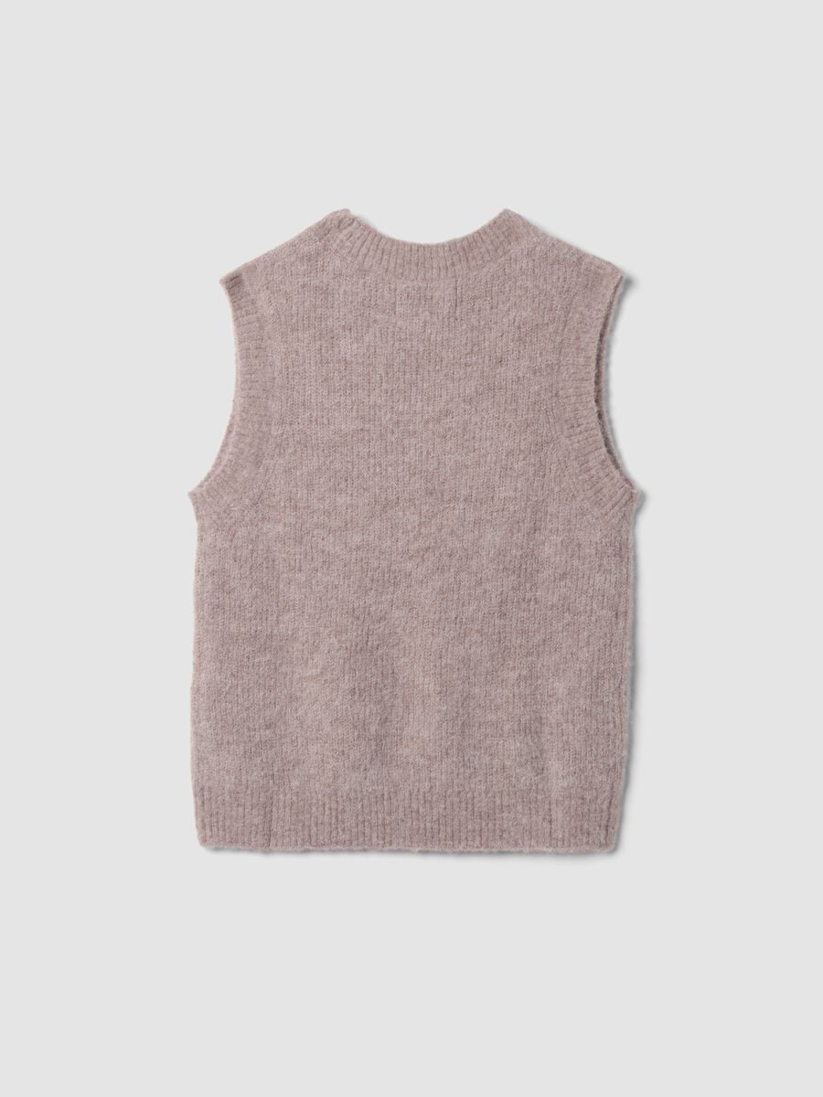 Pink alpaca and stretch wool crew-neck gilet_6