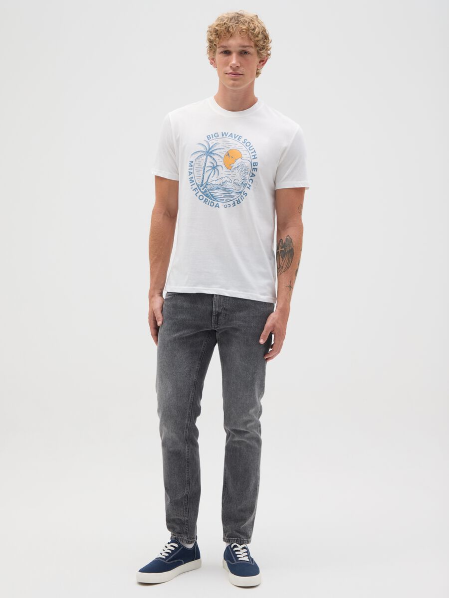 Men's white pure cotton regular fit t-shirt_1