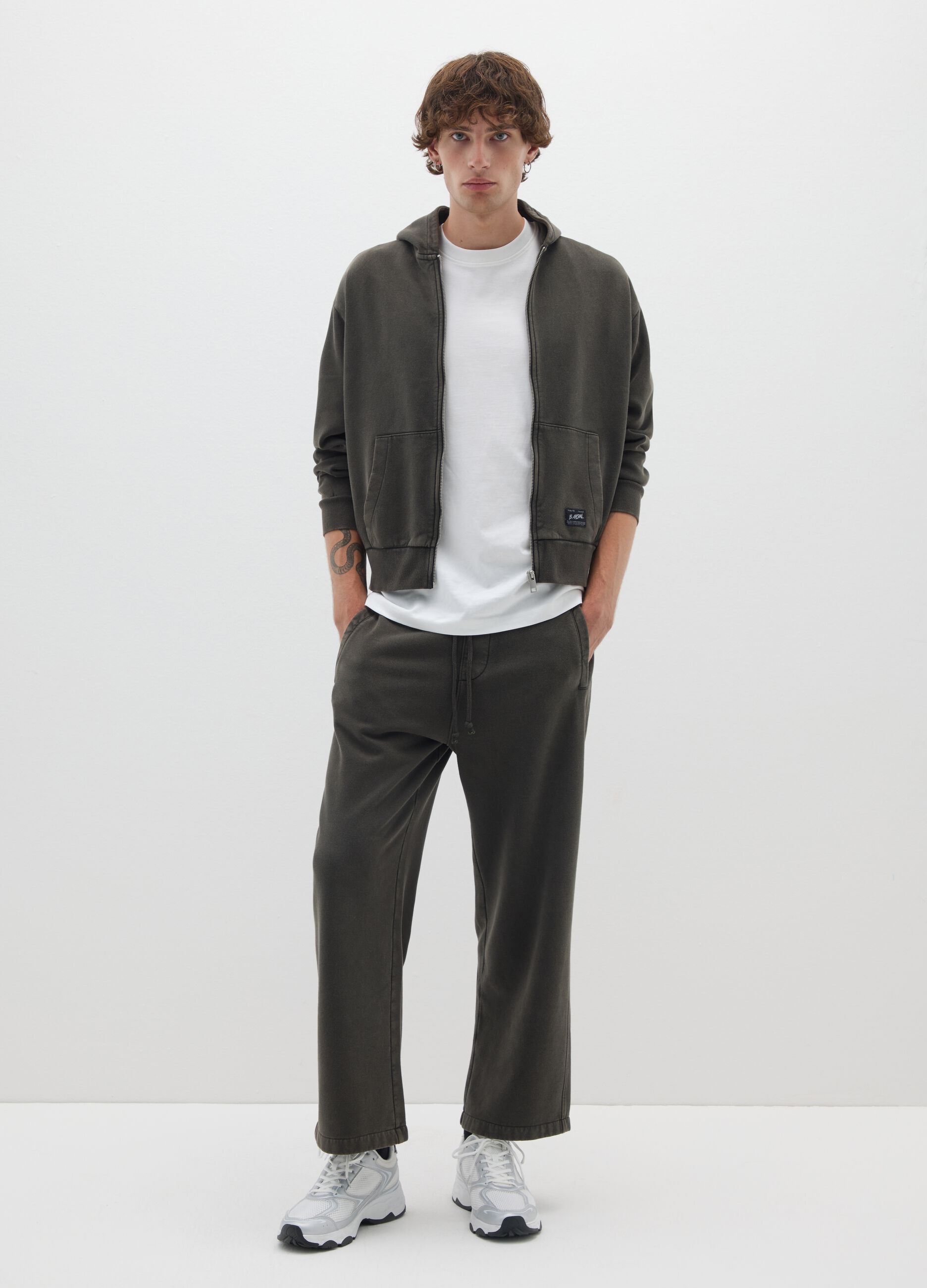 Pantaloni in misto cotone nero relaxed fit
