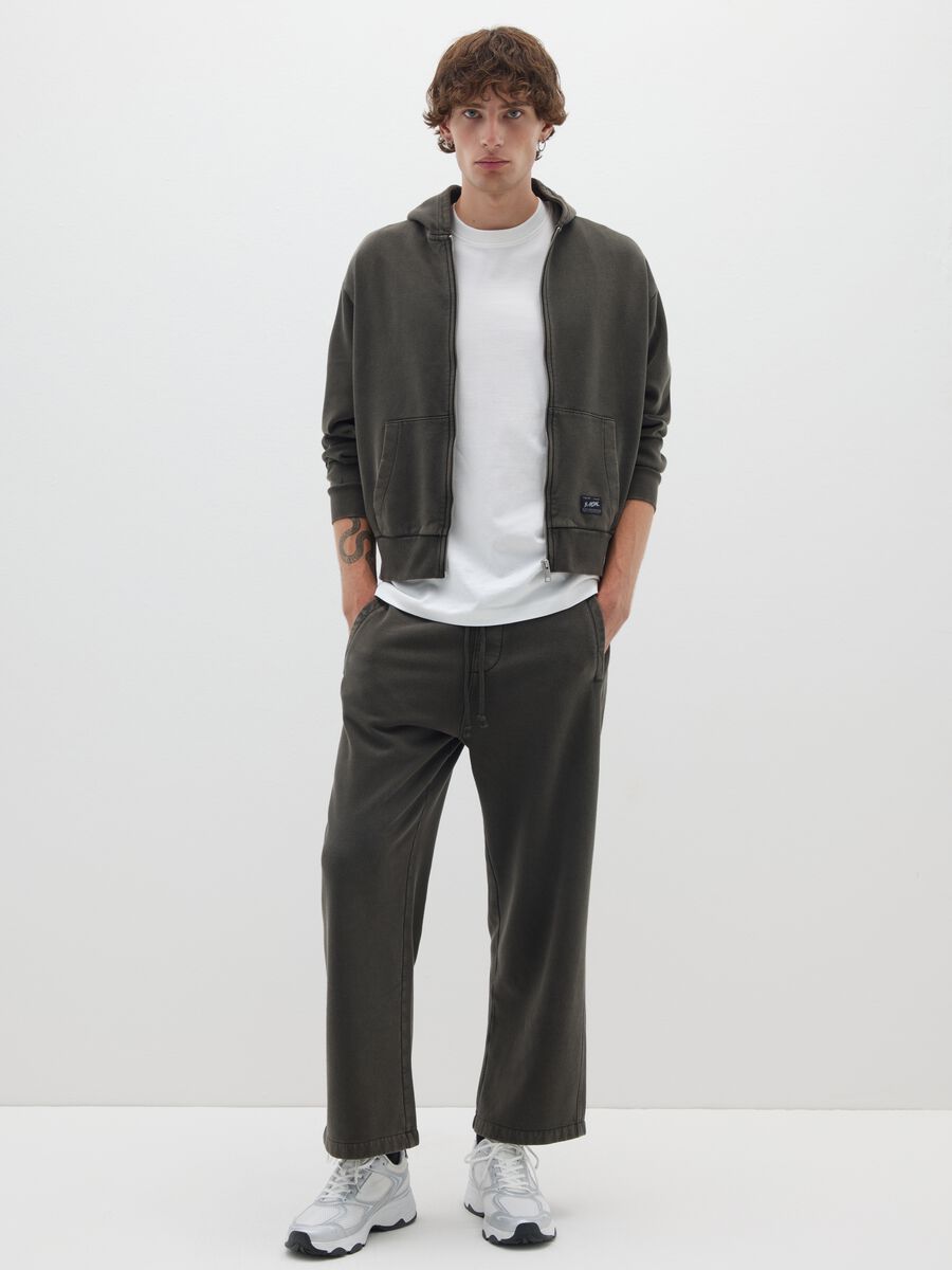 Pantaloni in misto cotone nero relaxed fit_0