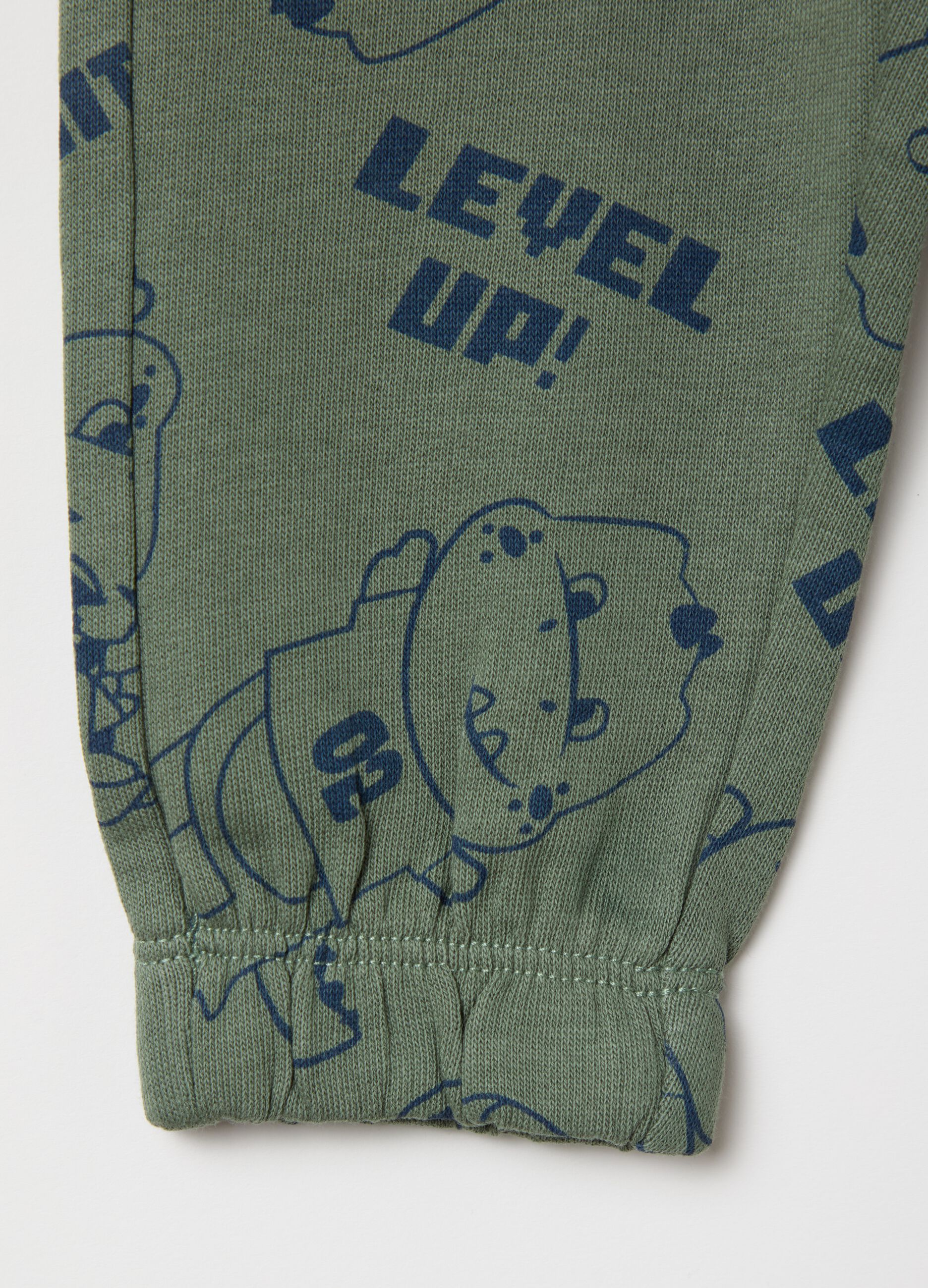 Bipack joggers in felpa con coulisse e stampa 