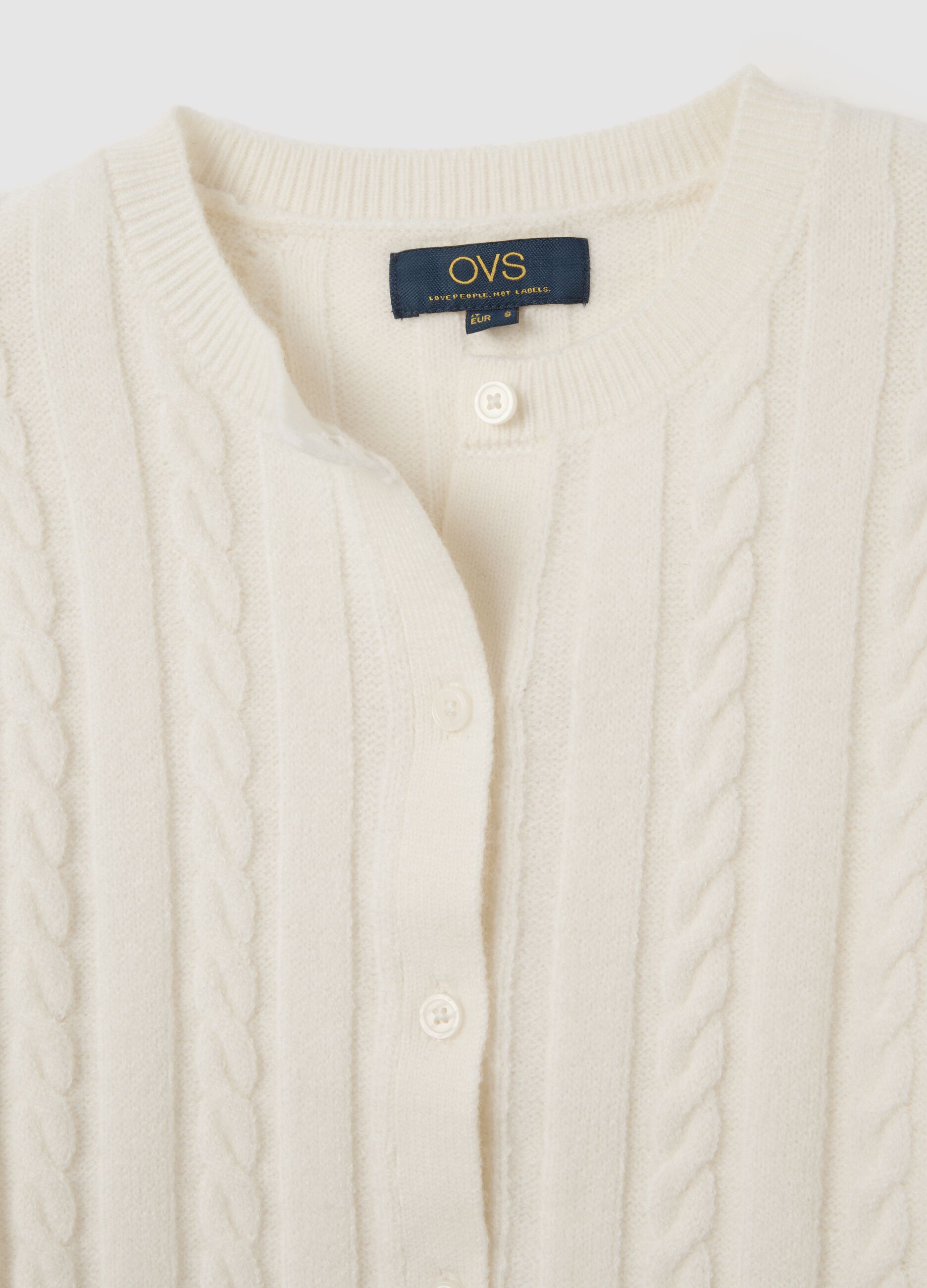 Cardigan bianco regular fit con bottoni
