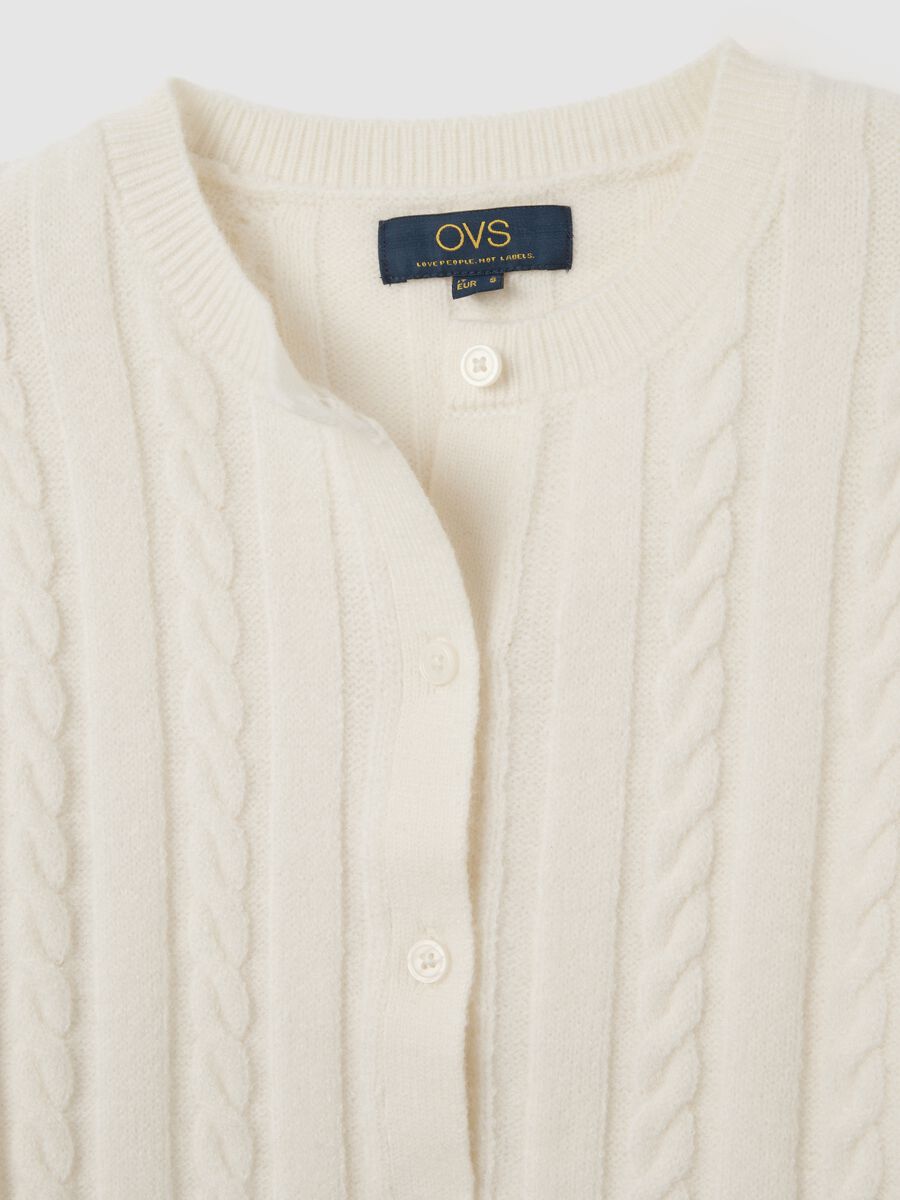 White regular fit cardigan with buttons_1