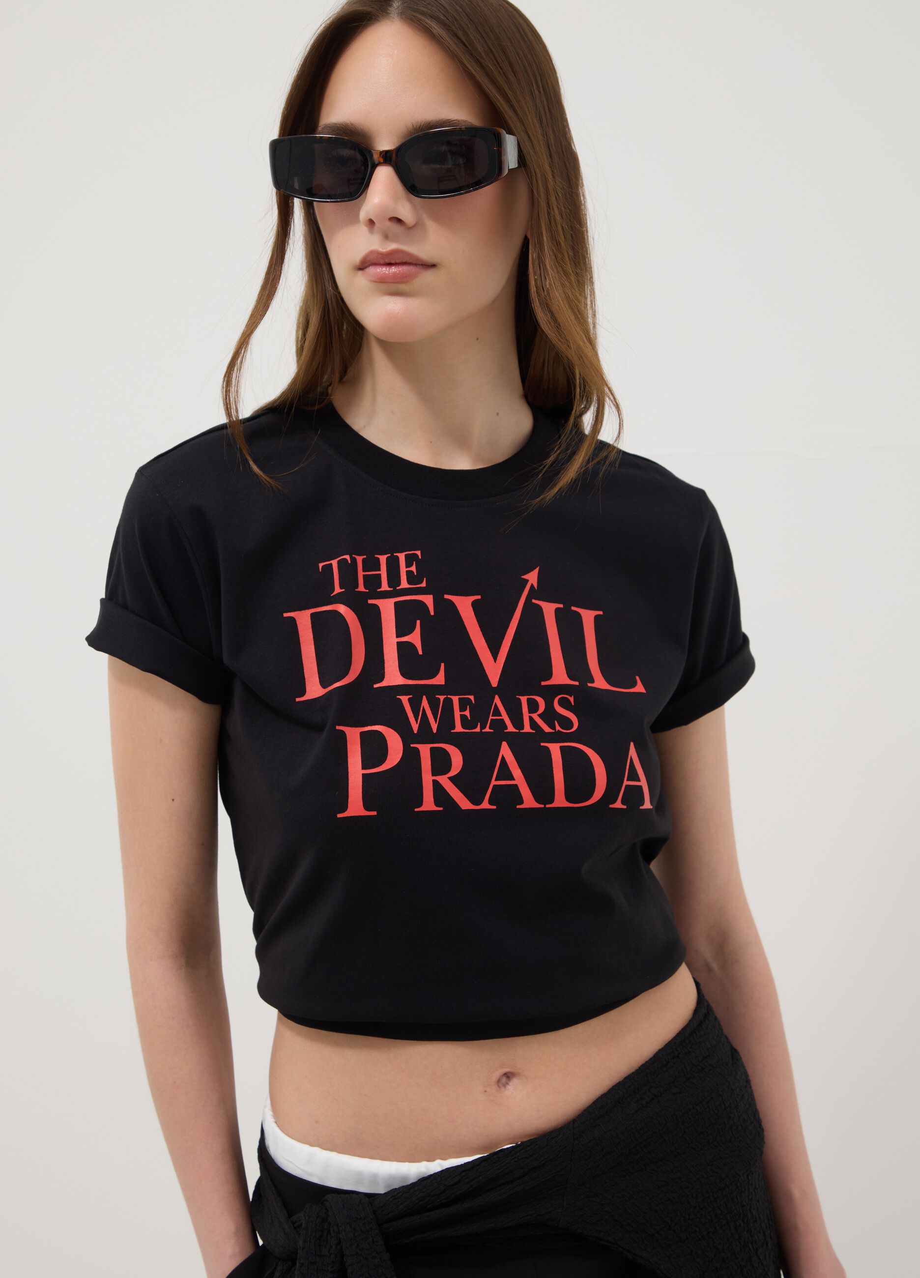 Black pure cotton regular fit T-shirt with print