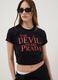 Black pure cotton regular fit T-shirt with print_0