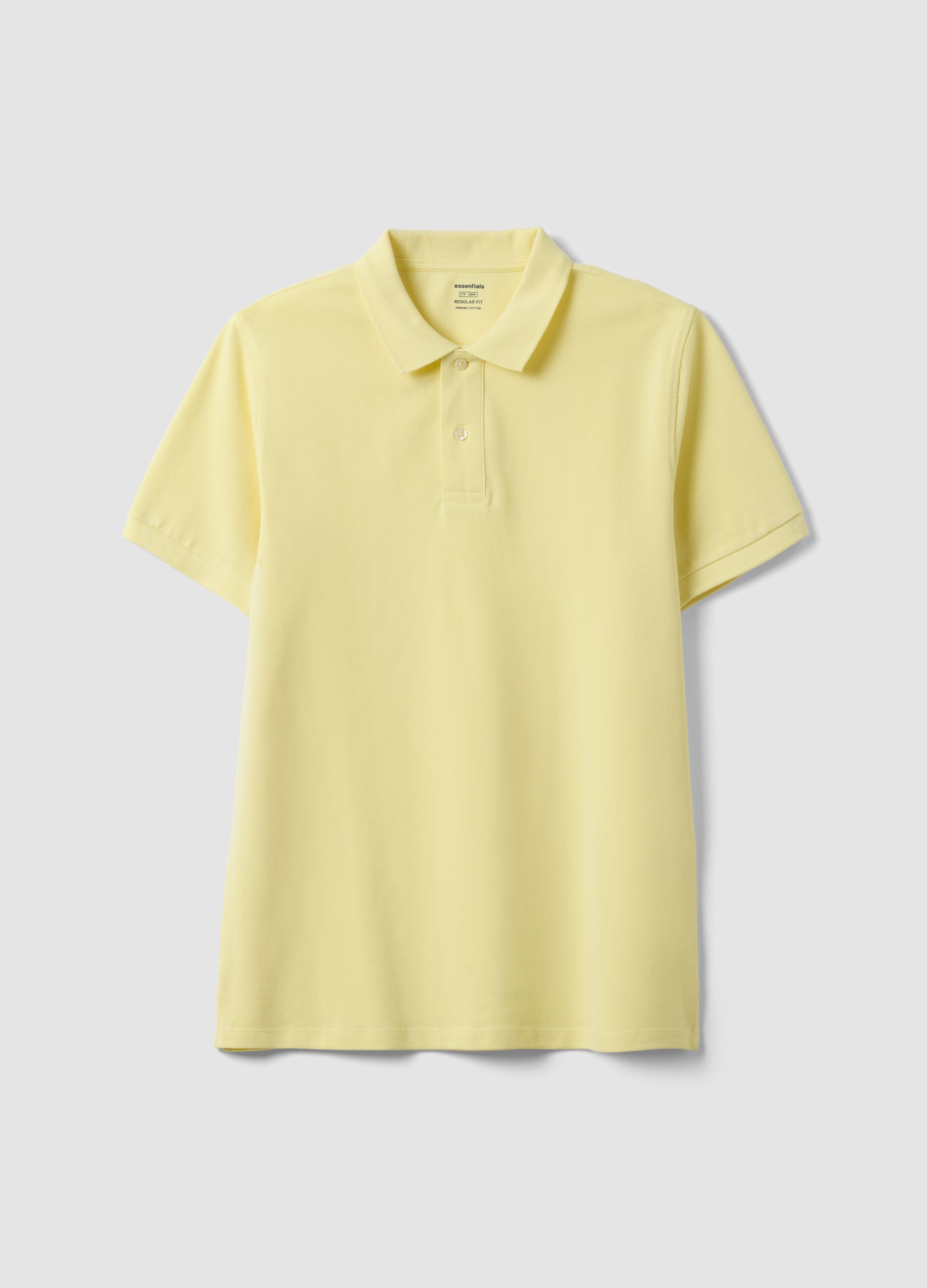Yellow short-sleeve organic cotton polo shirt, regular fit