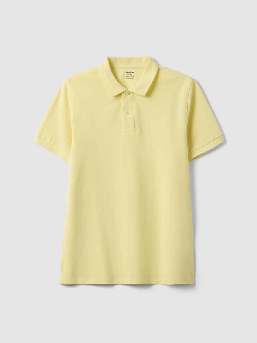 Polo gialla in puro cotone organico a maniche corte regular fit_0