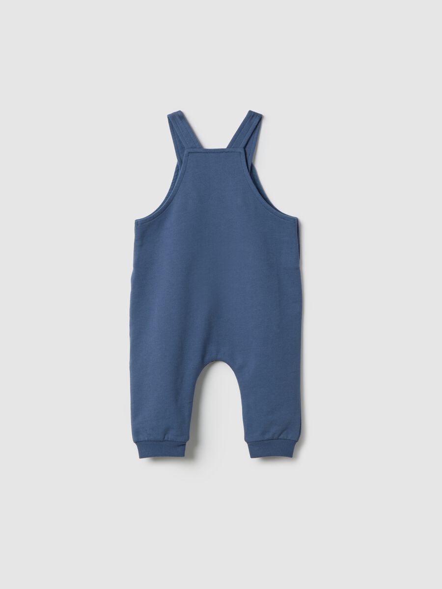 Salopette in puro cotone blu da neonato regular fit_1