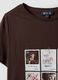 Brown pure cotton T-shirt with floral print, regular fit_6