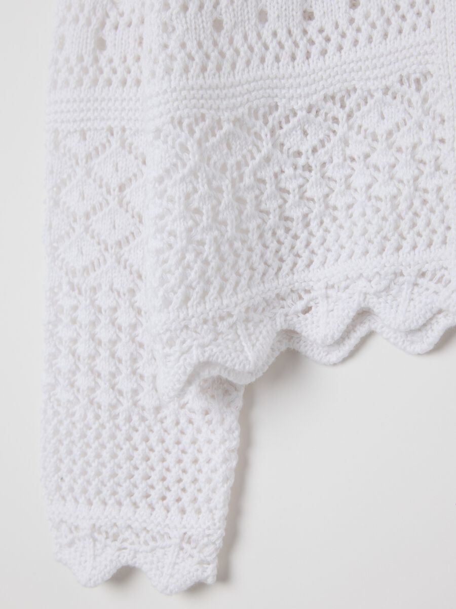White cardigan with openwork design_3