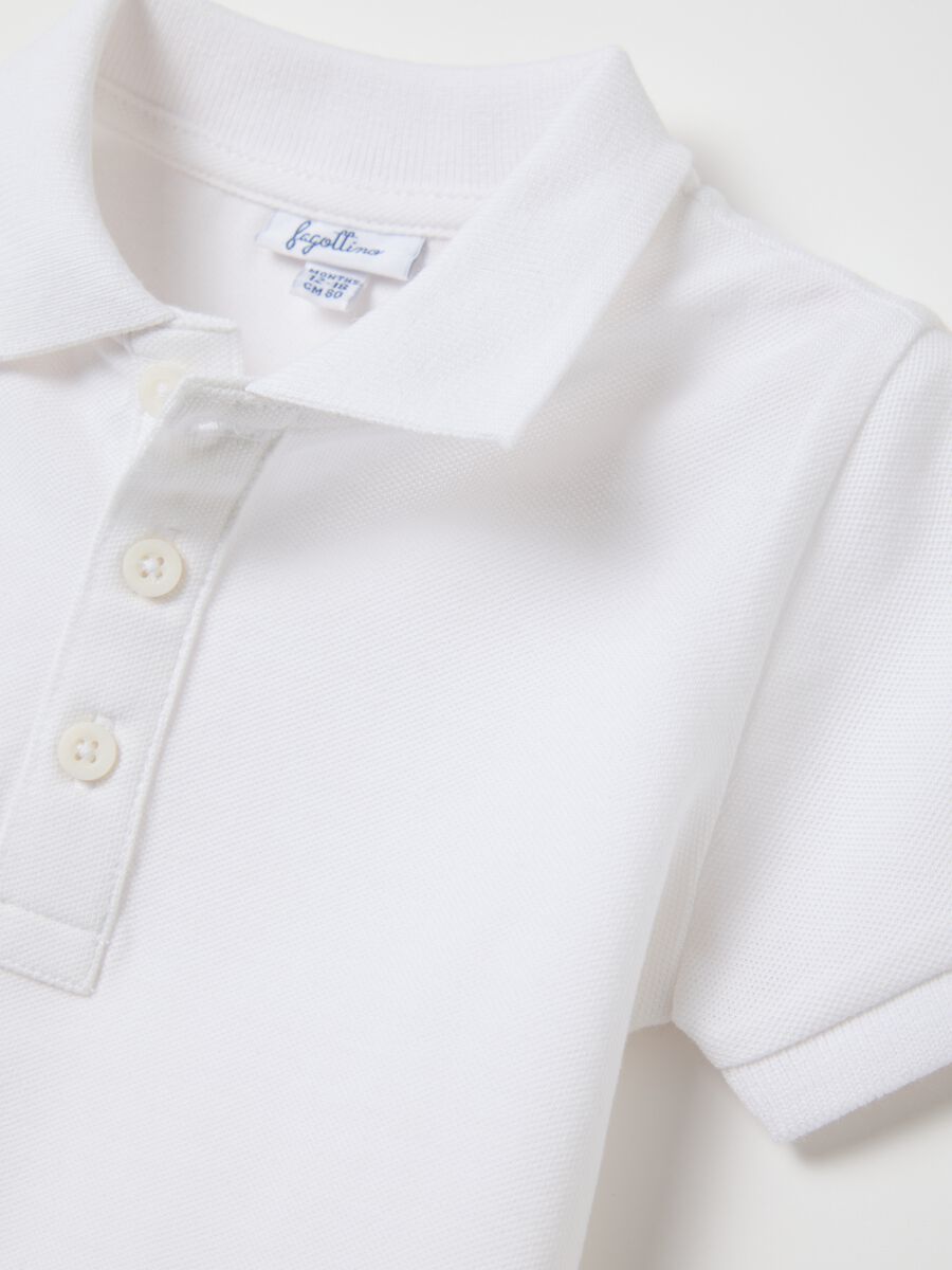 White short-sleeved polo shirt in piquet_2